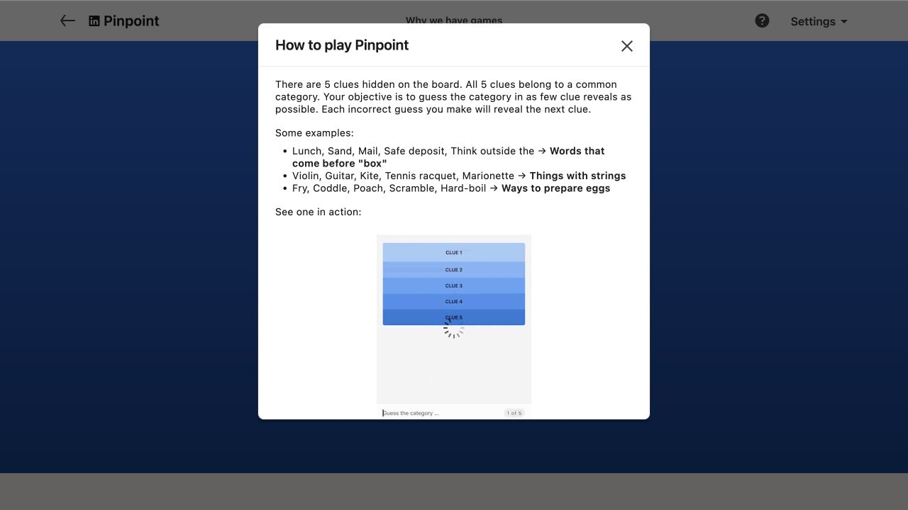 LinkedIn Pinpoint official tutorial showing the real game board