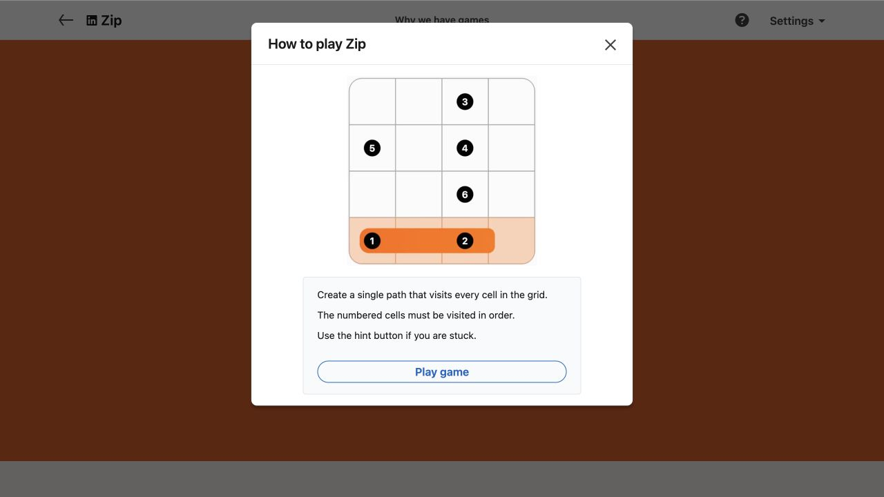 LinkedIn Zip official tutorial showing the real game board